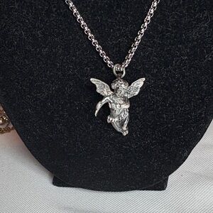 Silver Angel Pendant Necklace